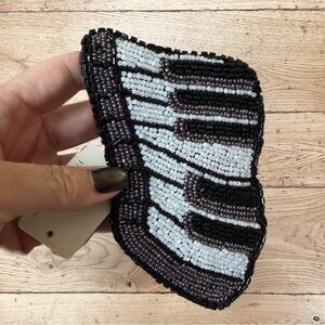 Beaded Piano Key Mini Bag Charm - Black & White